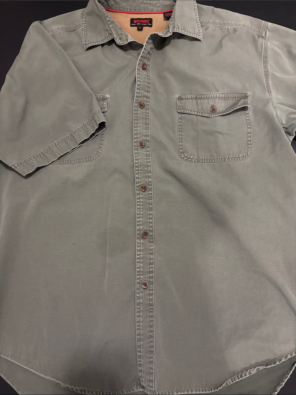 Wolverine Men’s XL Olive 100% Cotton Work Shirt Short Sleeve